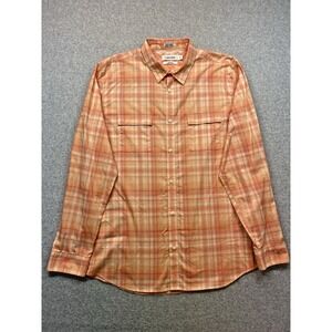 Calvin Klein Shirt Mens Large Orange Classic Plaid Cowboy Rodeo Western Gorpcore
